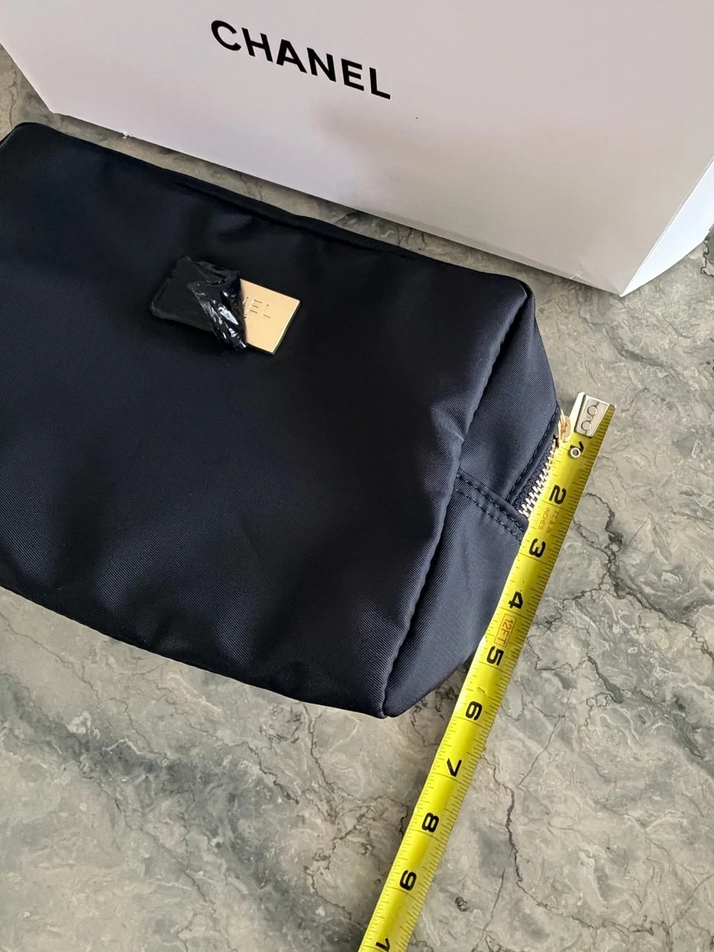 CHANEL VIP Gift Beauty Black Double Zip Travel Cosmetic Bag
